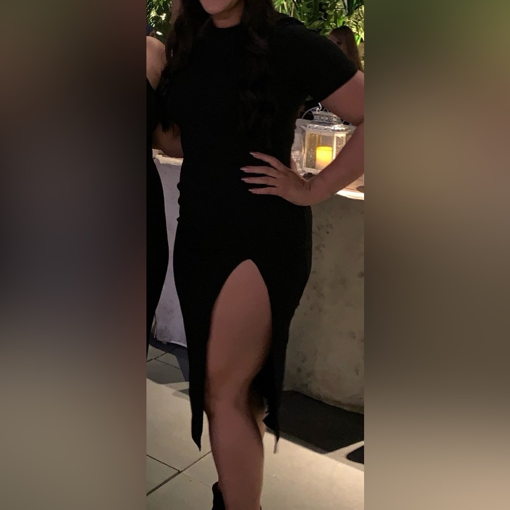 Boohoo Black Midi Dress